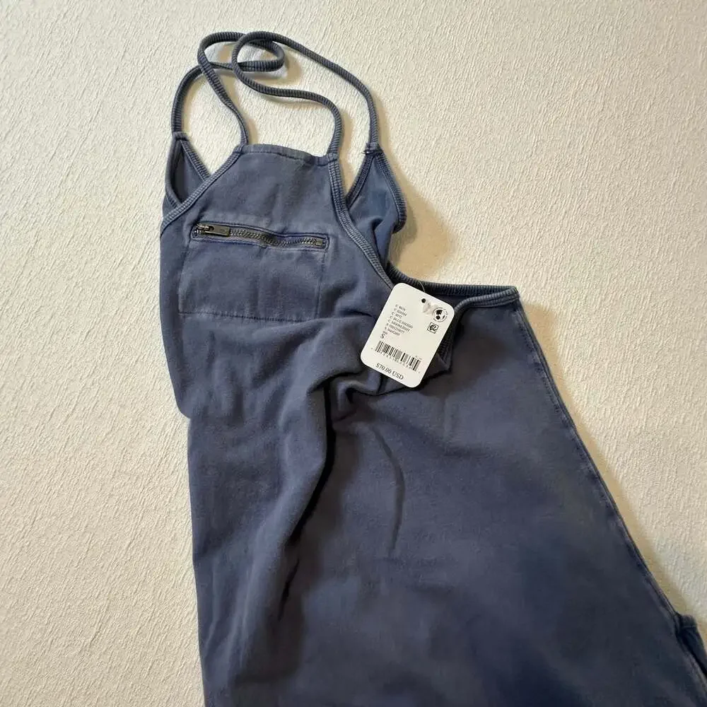 Free People Hot Shot Onesie in Blue Indigo boho oversized - Picture 4 of 9